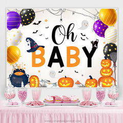 Lofaris Oh Baby Halloween Balloons Boo Shower Backdrop