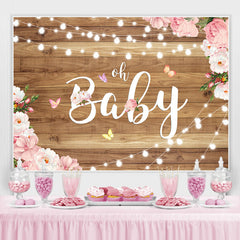 Lofaris Oh Baby Pink and White Flower Shower Backdrop
