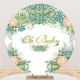 Load image into Gallery viewer, Lofaris Oh Baby Pink Green Floral Round Shower Backdrop