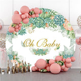 Load image into Gallery viewer, Lofaris Oh Baby Pink Green Floral Round Shower Backdrop