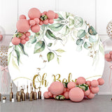 Load image into Gallery viewer, Lofaris Oh Baby With Leaves Glitter Round Shower Backdrop