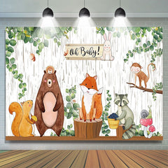Lofaris Oh Baby Woodland Animals Shower Backdrop Banner
