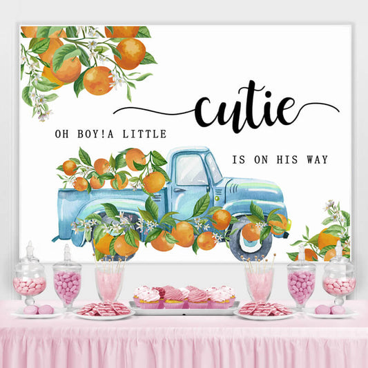 Lofaris Oh Boy A Little Cutie Is On His Way Baby Shower Backdrop