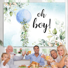Lofaris Oh Boy Blue Ball Leaves Baby Shower Backdrop For Party