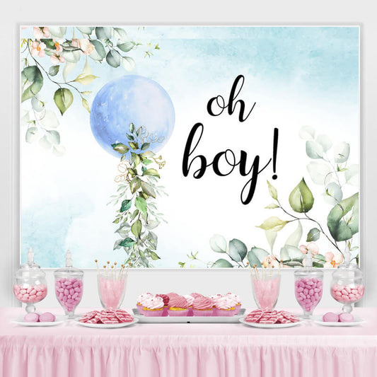Lofaris Oh Boy Blue Ball Leaves Baby Shower Backdrop For Party