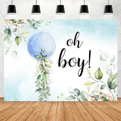 Lofaris Oh Boy Blue Ball Leaves Baby Shower Backdrop For Party