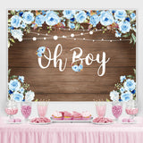 Load image into Gallery viewer, Lofaris Oh Boy Blue Roses Wood and Lights Baby Shower for