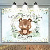 Load image into Gallery viewer, Lofaris Oh boy green leaves and teddy bear baby shower backdrop