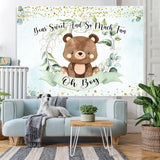 Load image into Gallery viewer, Lofaris Oh boy green leaves and teddy bear baby shower backdrop