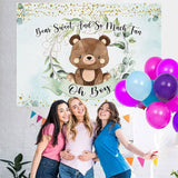 Load image into Gallery viewer, Lofaris Oh boy green leaves and teddy bear baby shower backdrop