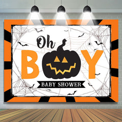 Lofaris Oh Boy Halloween Pumpkin Theme Baby Shower Backdrop