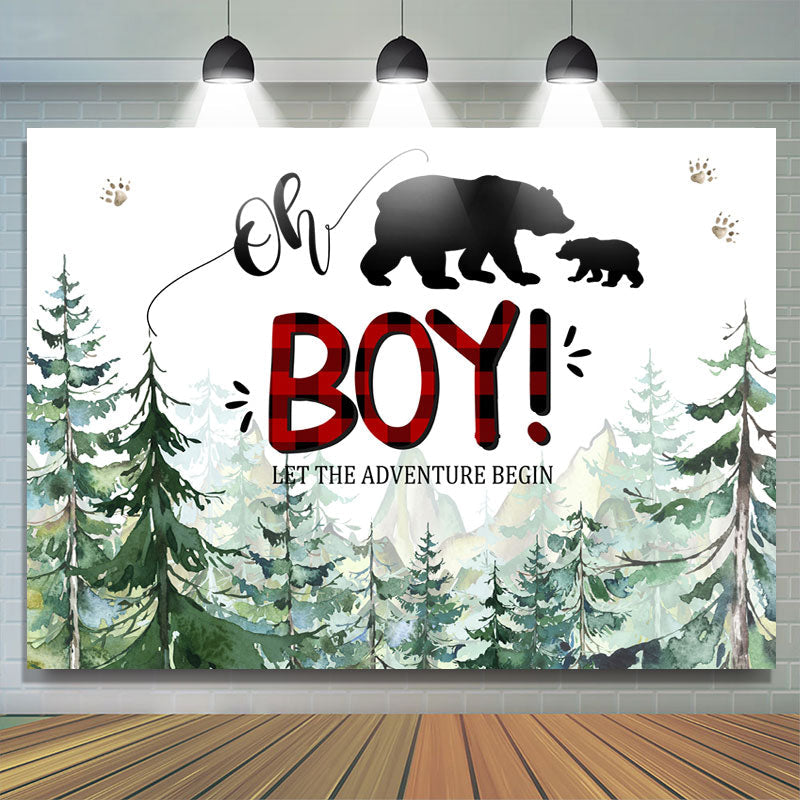 Lofaris Lets The Adventure Begin Bear Baby Shower Backdrop