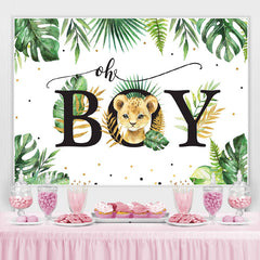 Lofaris Oh Boy Palm Fronds and Leopards Baby Shower Backdrop