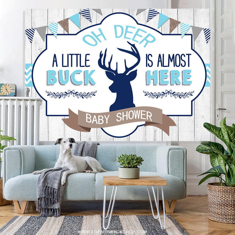 Lofaris Oh Deer A Little Buck Is Almost Here Baby Shower Backdrop