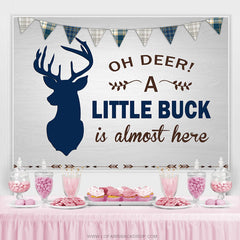 Lofaris Oh Deer A Little Buck Is Here Baby Shower Backdrop