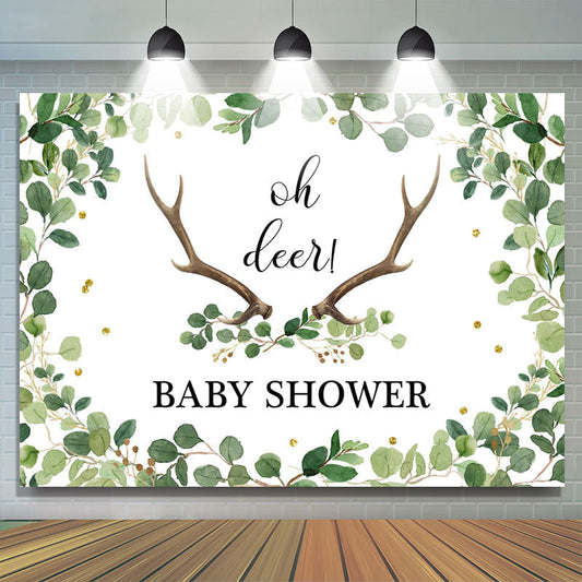 Lofaris Oh Deer Green Gender Reveal Baby Shower Backdrop