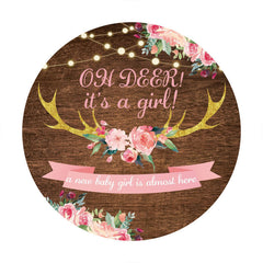 Lofaris Oh Deer Its A Girl Round Baby Shower Backdrop For Party