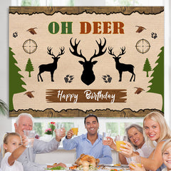 Lofaris Oh Deer Jungle Forests Elk Happy Birthday Backdrop