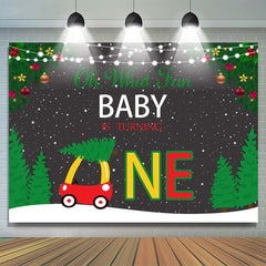 Lofaris Oh What Fun Baby Is Turning One Christmas Backdrop