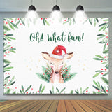 Load image into Gallery viewer, Lofaris Oh What Fun! Fawn in A Santa Hat Christmas Backdrop