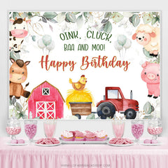 Lofaris Oink Cluck Baa And Moo Farm Animals Birthday Backdrop