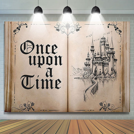 Lofaris Old Opening Book Ancient Castle Birthday Party Backdrop