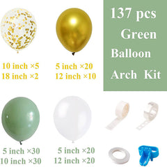 Lofaris Olive Green 137 pcs Balloon Arch Kit | Party Decorations - Confetti Gold