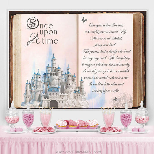 Lofaris Once Upon A Time Castle Storybook Birthday Backdrop