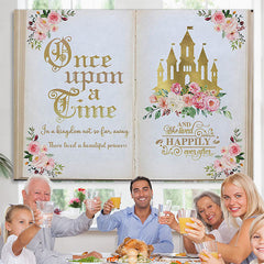 Lofaris Once Upon a Time Gold Castle Girls Birthday Backdrop