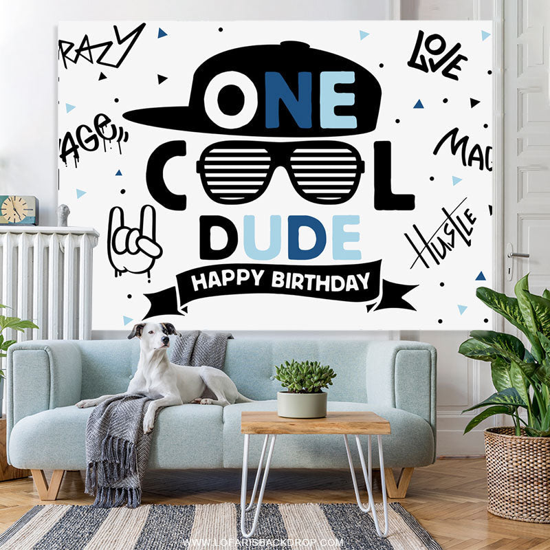 Lofaris One Cool Dude Rock Roll Happy Birthday Backdrop