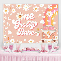 Lofaris One Groovy Happy 1st Birthday Backdrop For Girls