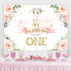 Lofaris One Litter Deer Is Turning Pink Floral Backdrop for First Birthday