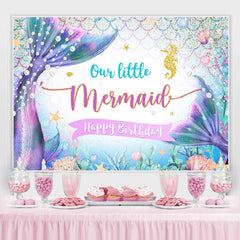 Lofaris One Little Mermaid Happy Birthday Backdrop for Party