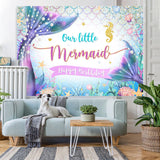 Load image into Gallery viewer, Lofaris One Little Mermaid Happy Birthday Backdrop for Party