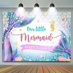 Lofaris One Little Mermaid Happy Birthday Backdrop for Party
