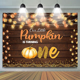 Load image into Gallery viewer, Lofaris One Little Pumpkin Is Turning Photo Backdrop for Baby Shower