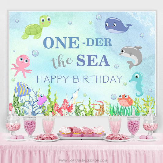 Lofaris Oneder The Sea Animal Happy Birthday Water Backdrop