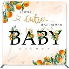 Lofaris Orange And Leaves Double-Sided Backdrop for Baby Shower