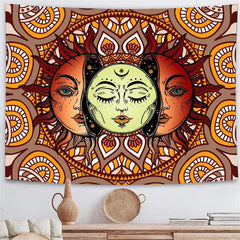 Lofaris Orange And Red Classic Bohemian Pattern Wall Tapestry