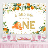 Load image into Gallery viewer, Lofaris Orange and White Flowers 1st Happy Birthday Backdrop