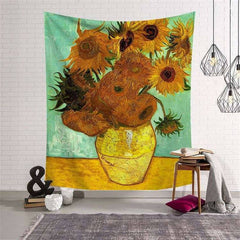 Lofaris Orange And Yellow Floral Painting Style Wall Tapestry