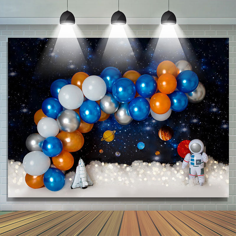 Lofaris Orange Blue Balloon Galaxy Birthday Party Backdrop