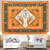 Load image into Gallery viewer, Lofaris Orange Hand And Sun Eyes Bohemian Moon Wall Tapestry