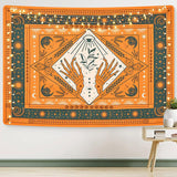 Load image into Gallery viewer, Lofaris Orange Hand And Sun Eyes Bohemian Moon Wall Tapestry