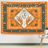 Load image into Gallery viewer, Lofaris Orange Hand And Sun Eyes Bohemian Moon Wall Tapestry