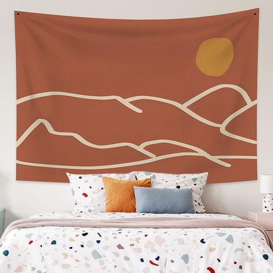 Lofaris Orange Sun Mountain Holiday Art Decor Wall Tapestry