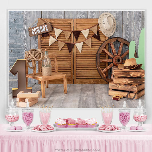 Lofaris Our Cowboy Is Turing One Happy Birthday Backdrop