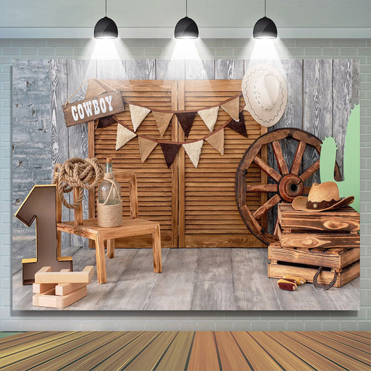 Lofaris Our Cowboy Is Turing One Happy Birthday Backdrop