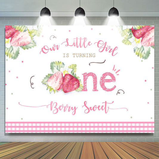 Lofaris Our Litter Girl Is turning 1st Birthday Strawberry Backdrop