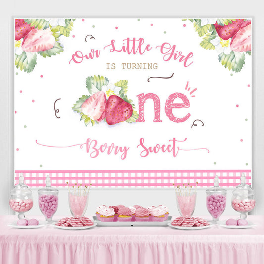 Lofaris Our Litter Girl Is turning 1st Birthday Strawberry Backdrop